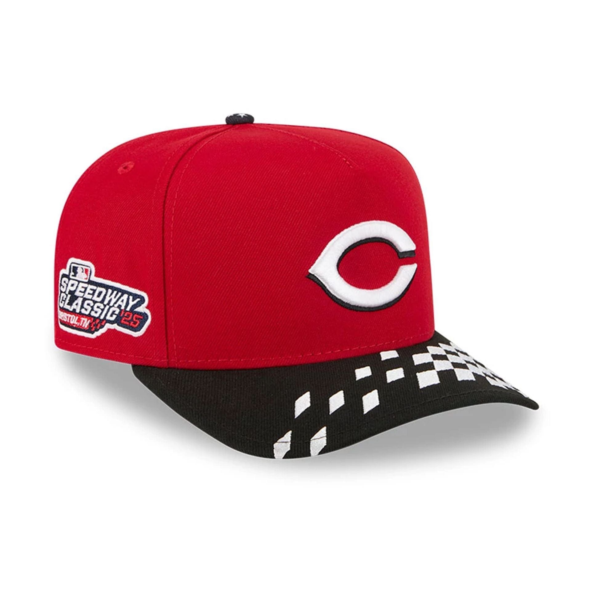 This is a Cincinnati Reds MLB Bristol 2025 Red 59FIFTY A-Frame Fitted Cap 1