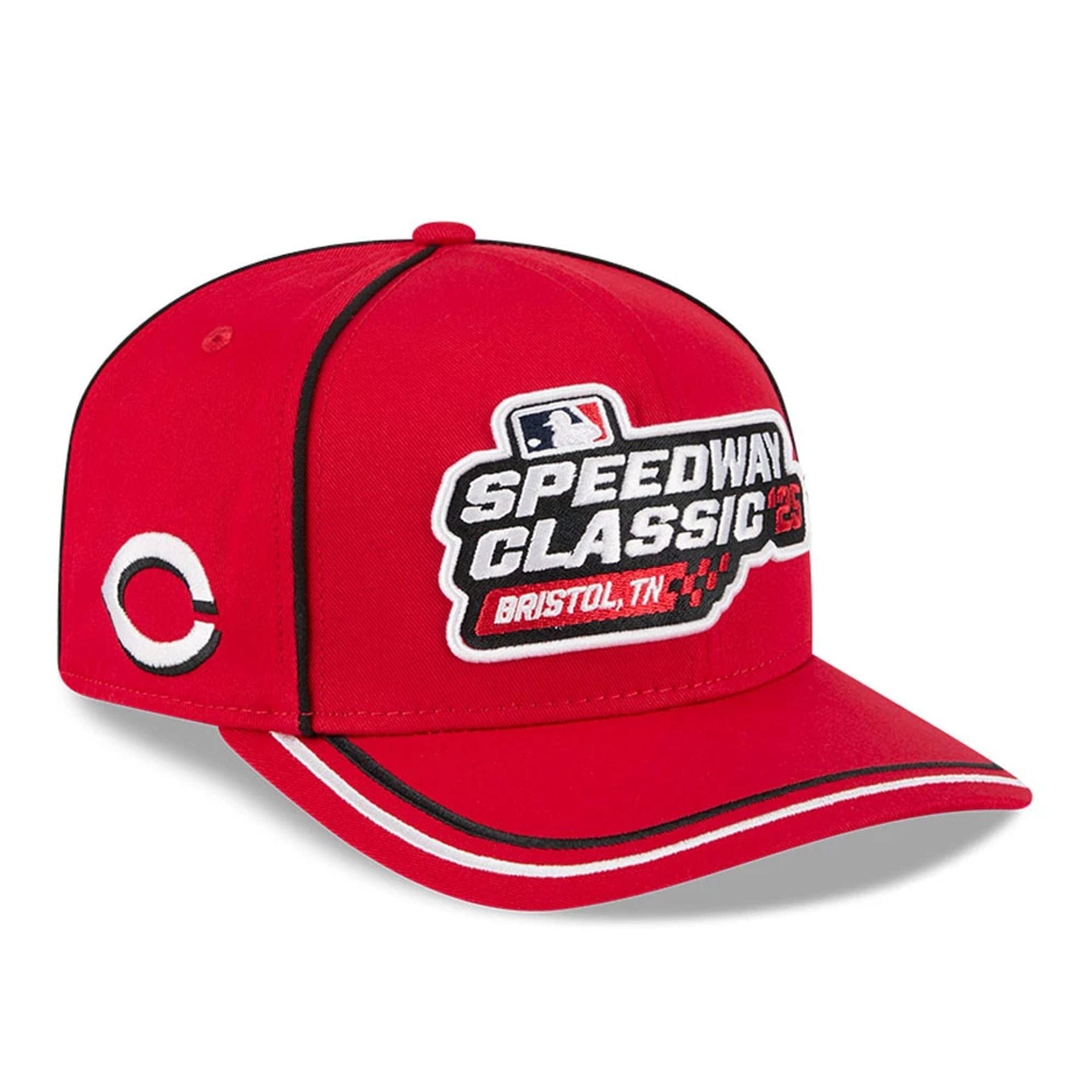 This is a Cincinnati Reds MLB Bristol 2025 Red 9SEVENTY Stretch Snap Adjustable Cap 1