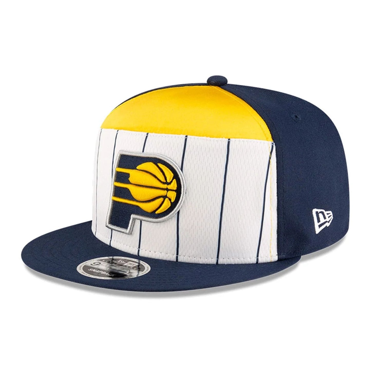 This is a Indiana Pacers NBA Tip Off 2025 Dark Blue 9FIFTY Split Panel Snapback Adjustable Cap 1