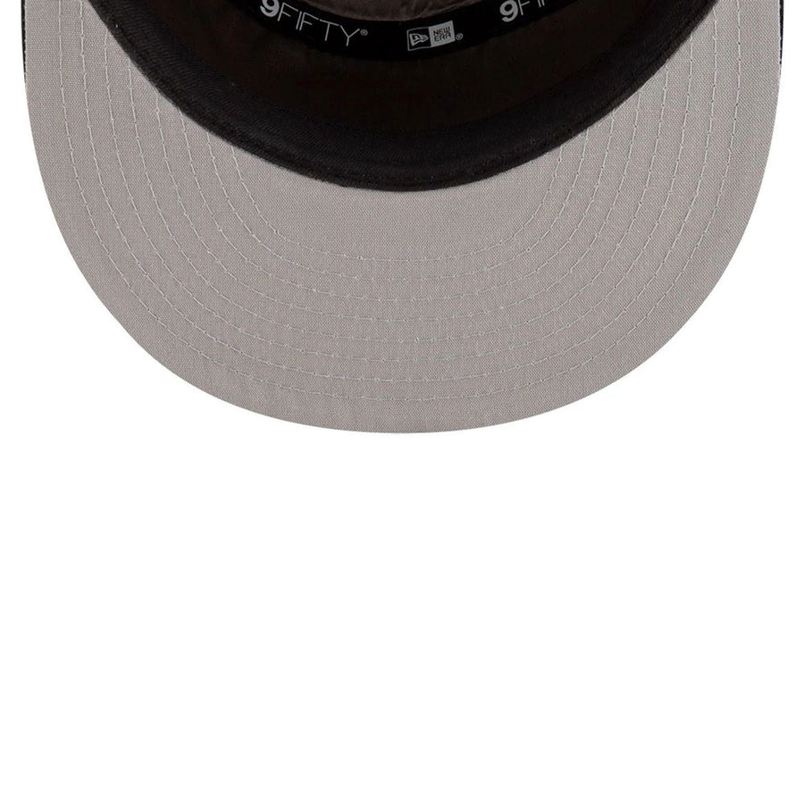 This is a Brooklyn Nets NBA Tip Off 2025 Black 9FIFTY Split Panel Snapback Adjustable Cap 2