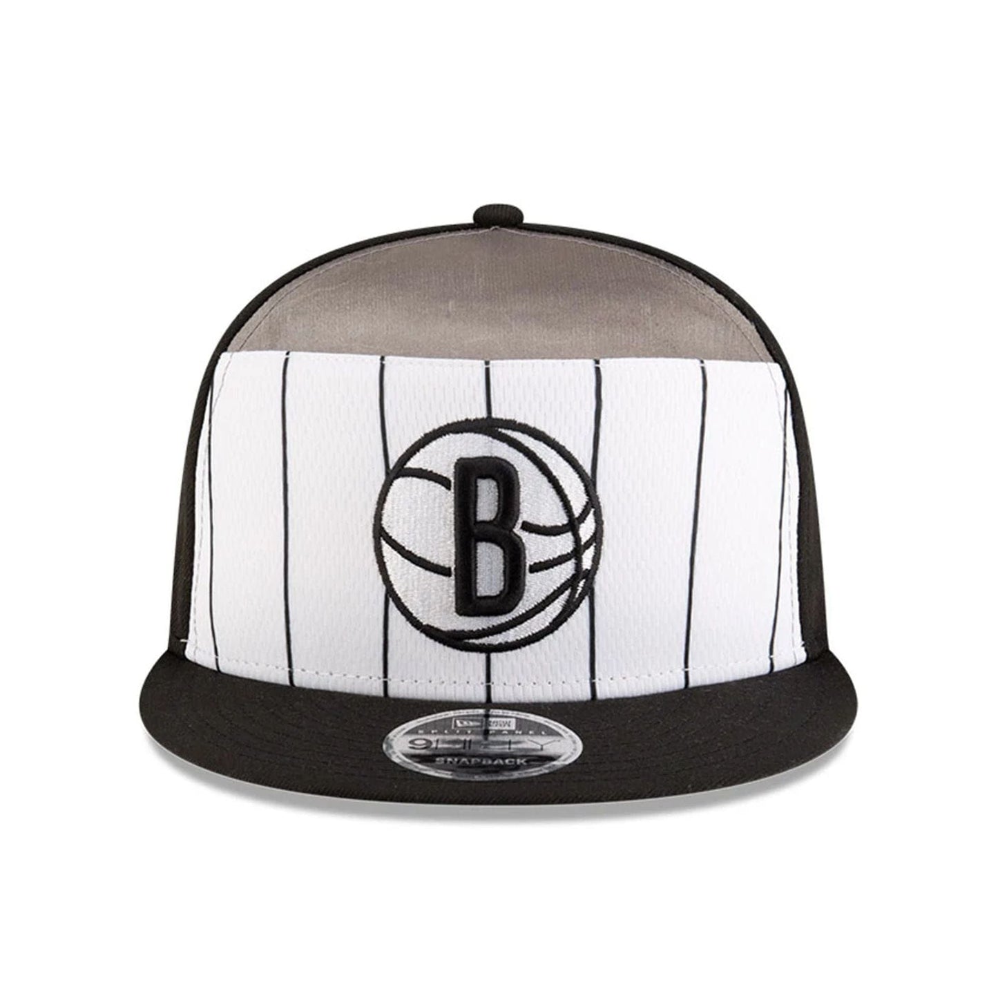 This is a Brooklyn Nets NBA Tip Off 2025 Black 9FIFTY Split Panel Snapback Adjustable Cap 3
