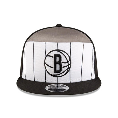 This is a Brooklyn Nets NBA Tip Off 2025 Black 9FIFTY Split Panel Snapback Adjustable Cap 3