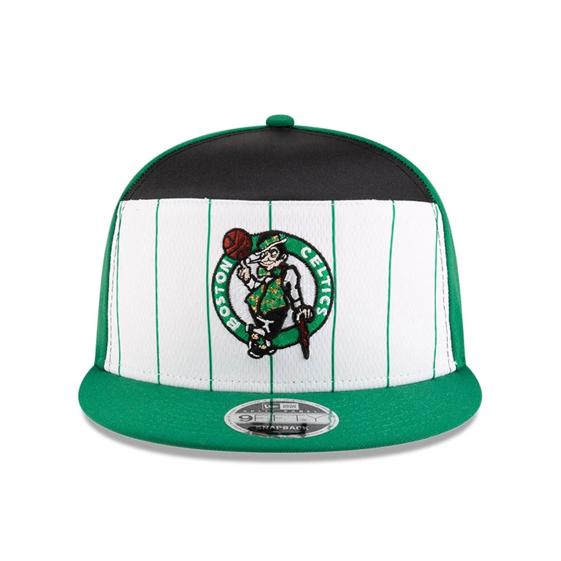 This is a Boston Celtics NBA Tip Off 2025 Green 9FIFTY Split Panel Snapback Adjustable Cap 3