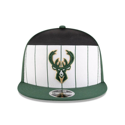 This is a Milwaukee Bucks NBA Tip Off 2025 Dark Green 9FIFTY Split Panel Snapback Adjustable Cap 3
