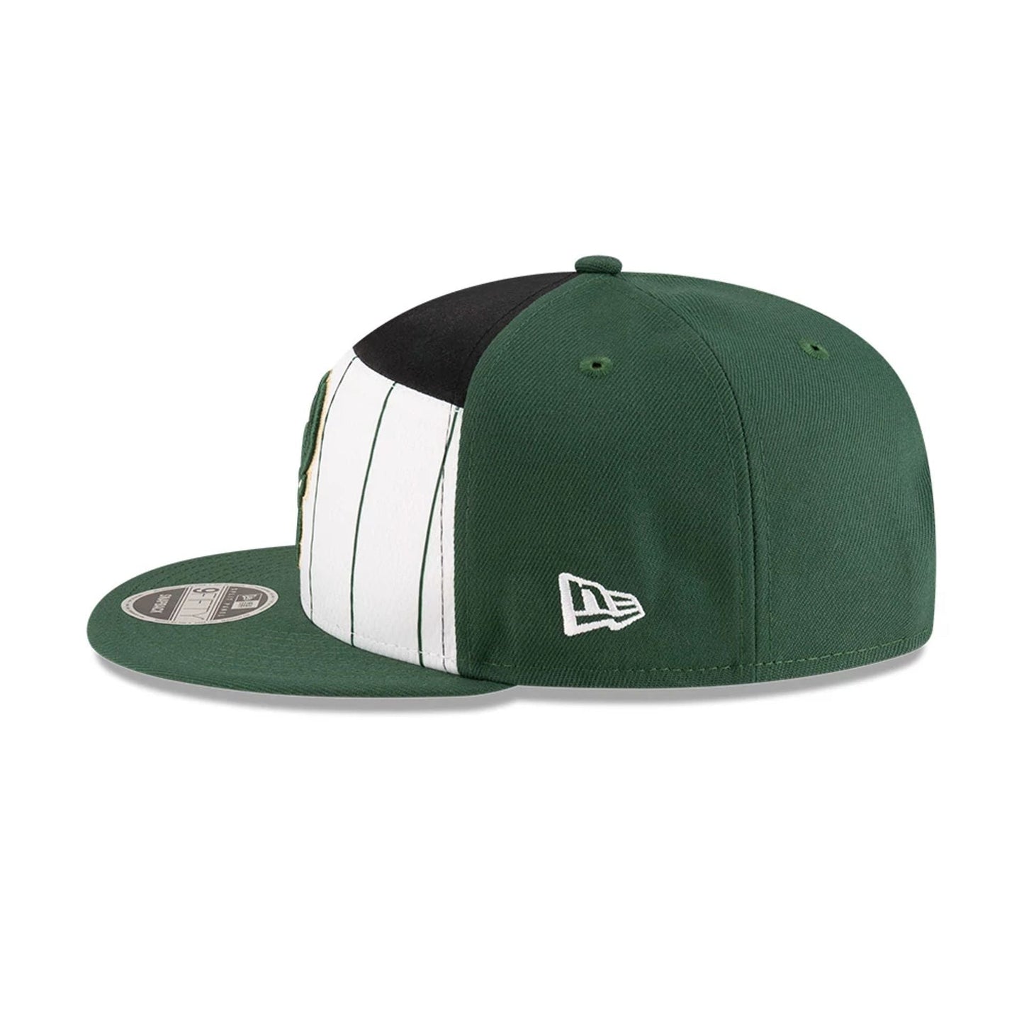 This is a Milwaukee Bucks NBA Tip Off 2025 Dark Green 9FIFTY Split Panel Snapback Adjustable Cap 5