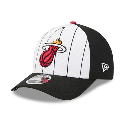 This is a Miami Heat NBA Tip Off 2025 Black 9FORTY M-Crown A-Frame Adjustable Cap 1