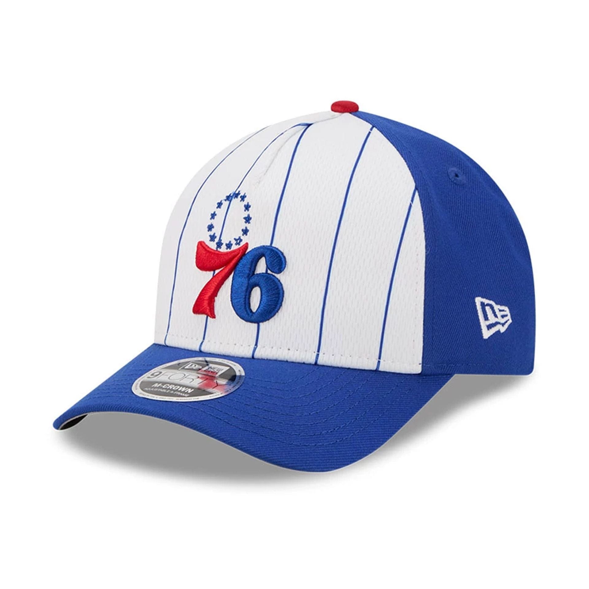 This is a Philadelphia 76ers NBA Tip Off 2025 Blue 9FORTY M-Crown A-Frame Adjustable Cap 1