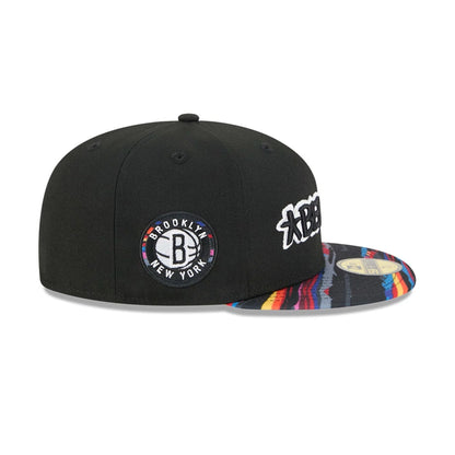 This is a Brooklyn Nets NBA City Edition Black 59FIFTY Fitted Cap 6
