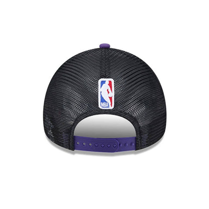 This is a LA Lakers NBA City Edition Purple 9FORTY A-Frame Trucker Adjustable Cap 5