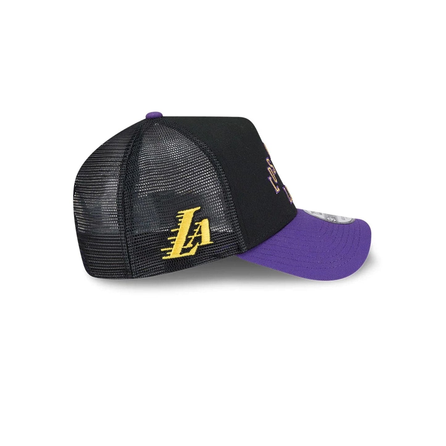 This is a LA Lakers NBA City Edition Purple 9FORTY A-Frame Trucker Adjustable Cap 6
