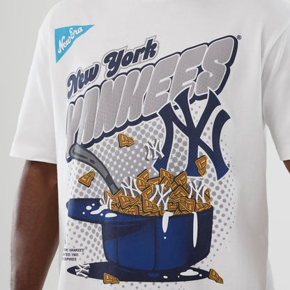 The Male model is wearing New York Yankees MLB Lifestyle Graphic White T-Shirt 4