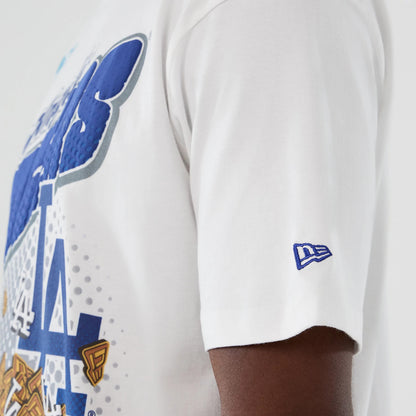 The Male model is wearing LA Dodgers MLB Lifestyle Graphic White T-Shirt 5