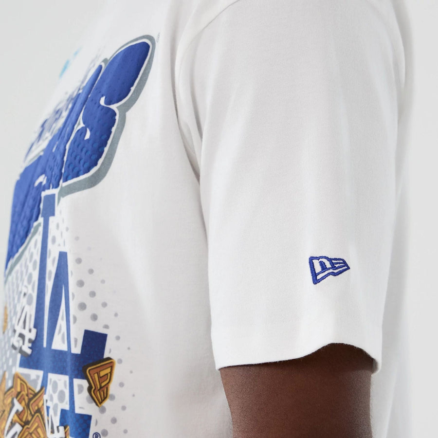 The Male model is wearing LA Dodgers MLB Lifestyle Graphic White T-Shirt  5