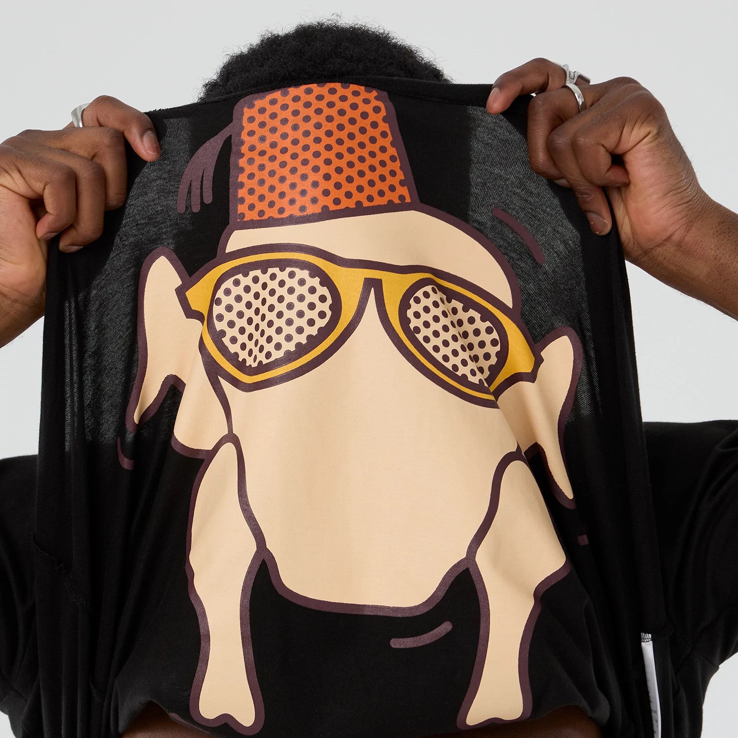 The Male model is wearing Friends Turkey Head Lifestyle Graphic Black T-Shirt 3