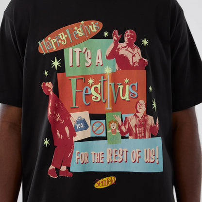 The Male model is wearing Seinfeld Lifestyle Graphic Black T-Shirt 3