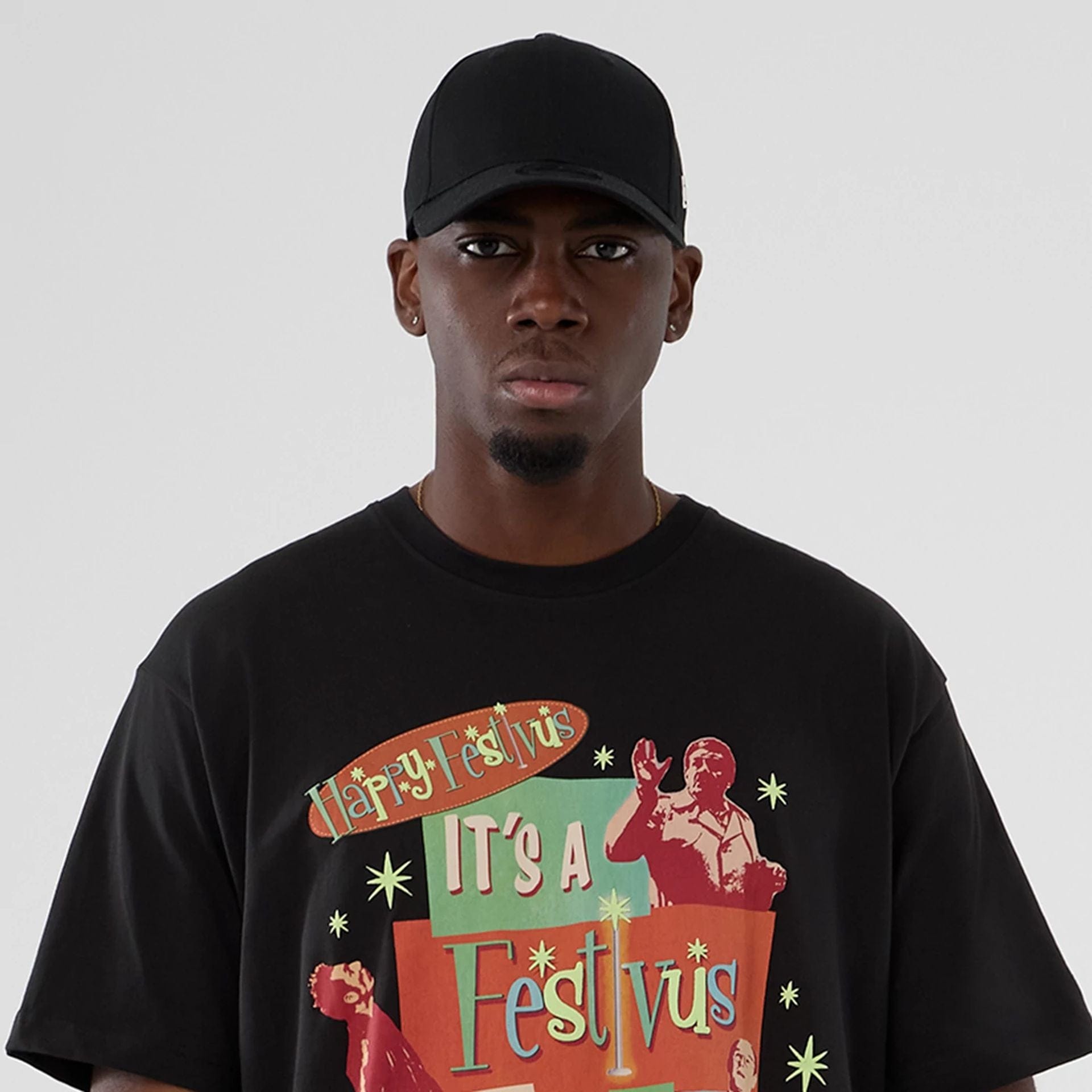 The Male model is wearing Seinfeld Lifestyle Graphic Black T-Shirt  5