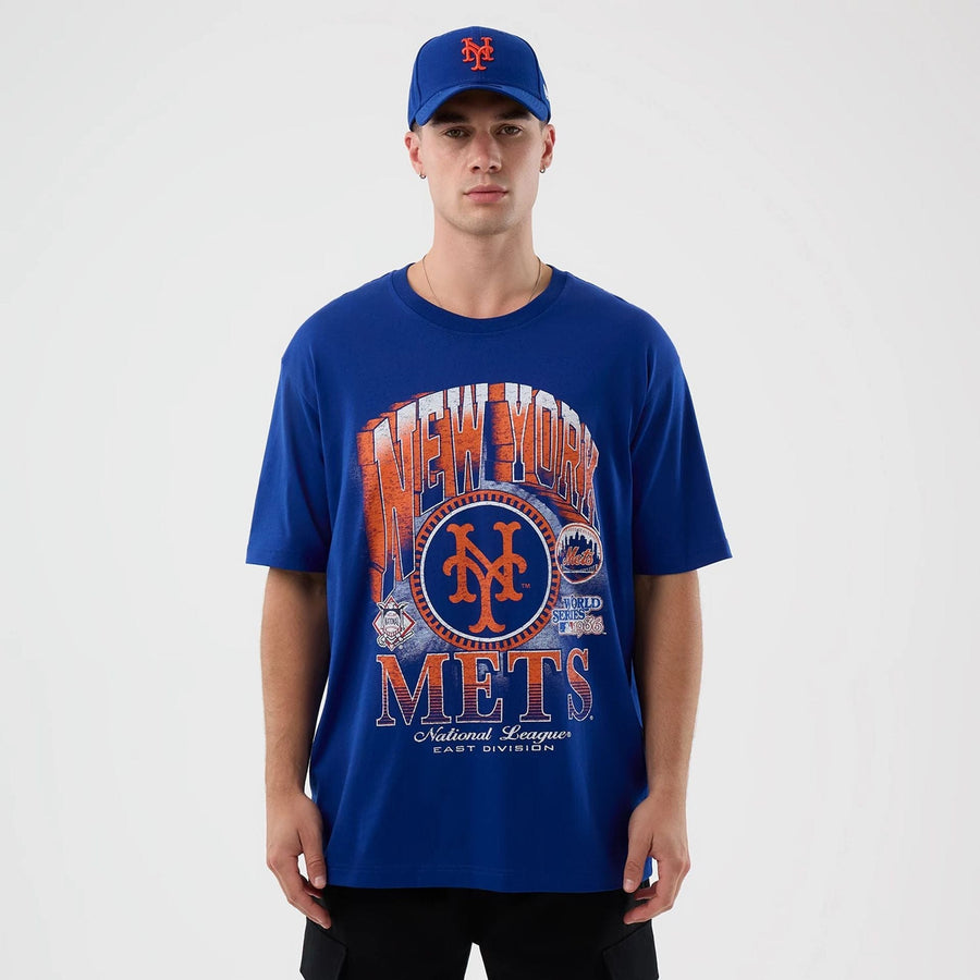 The Male model is wearing New York Mets MLB Sport Classic Blue T-Shirt  1
