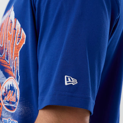 The Male model is wearing New York Mets MLB Sport Classic Blue T-Shirt 4
