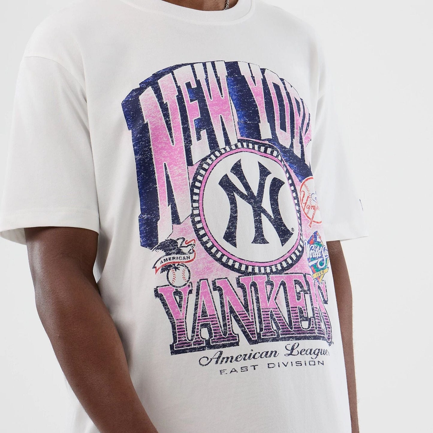 The Male model is wearing New York Yankees MLB Sport Classic White T-Shirt  3