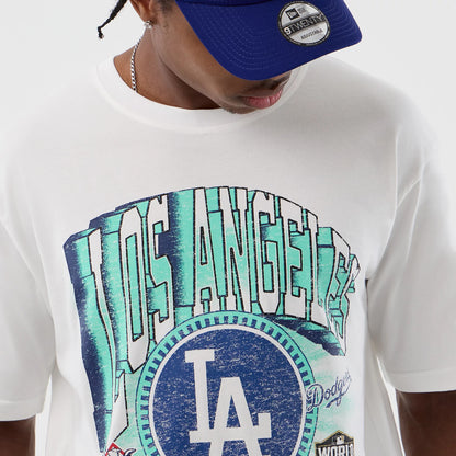 The Male model is wearing LA Dodgers MLB Sport Script Classic White T-Shirt 3