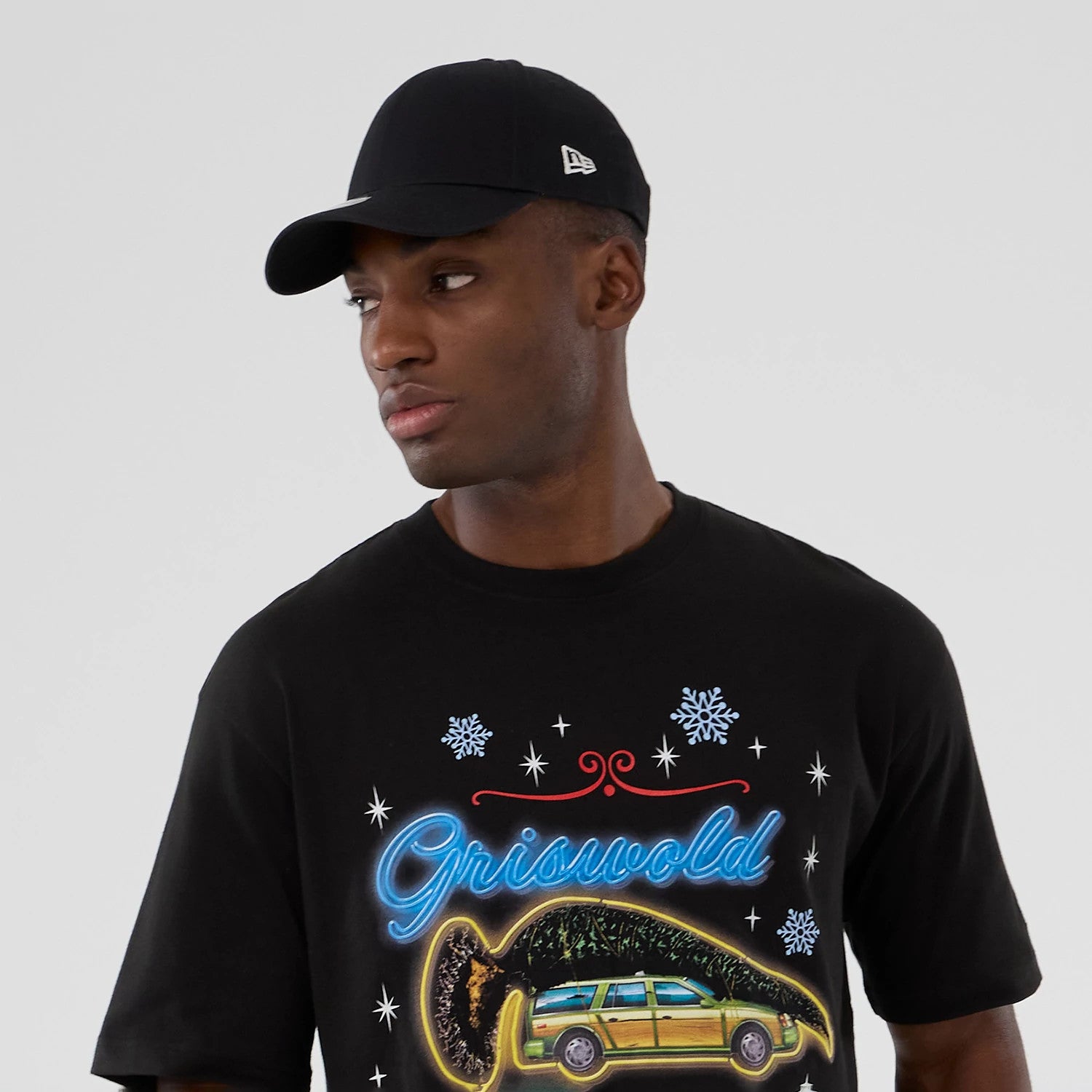 The Male model is wearing National Lampoon's Christmas Vacation Lifestyle Graphic Black T-Shirt 6