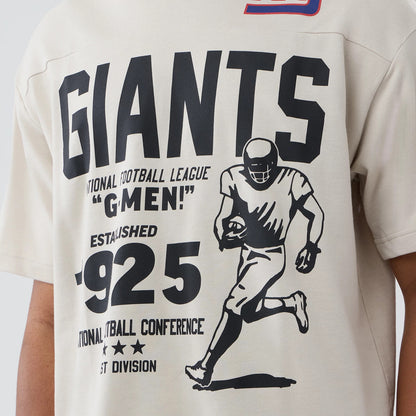 The Male model is wearing New York Giants NFL Throwback Prep Light Beige T-Shirt 5