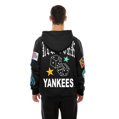 The Male model is wearing New York Yankees MLB x Uptown Threads Black Pullover Hoodie  2