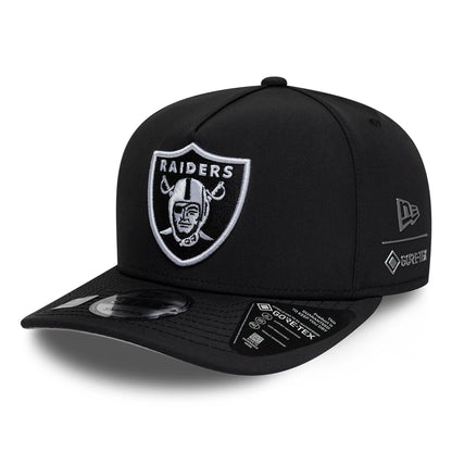 This is a Las Vegas Raiders NFL Gore-Tex Black 9FIFTY A-Frame Snapback Adjustable Cap 1