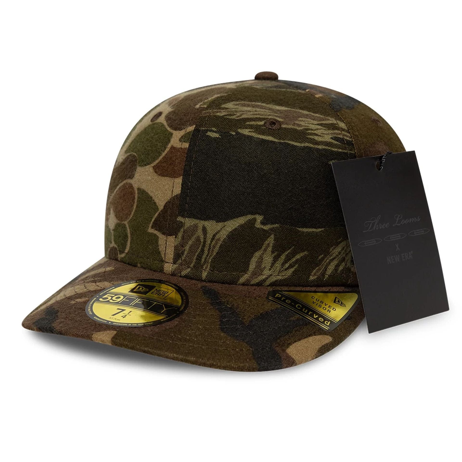 This is a Three Looms x New Era Woodland Camo 59FIFTY Fitted Cap 1