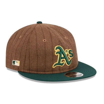 This is a Oakland Athletics Three Looms x MLB Wool Pinstripe Dark Green Retro Crown 9FIFTY Adjustable Cap 5