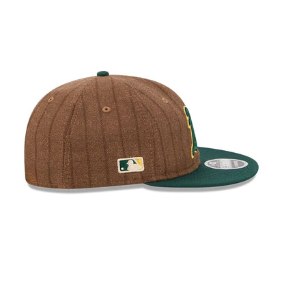 This is a Oakland Athletics Three Looms x MLB Wool Pinstripe Dark Green Retro Crown 9FIFTY Adjustable Cap 6
