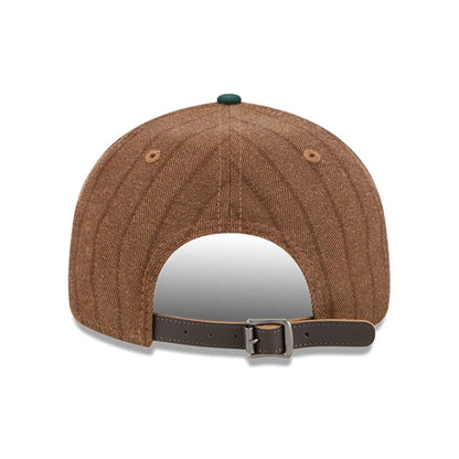 This is a Oakland Athletics Three Looms x MLB Wool Pinstripe Dark Green Retro Crown 9FIFTY Adjustable Cap 2