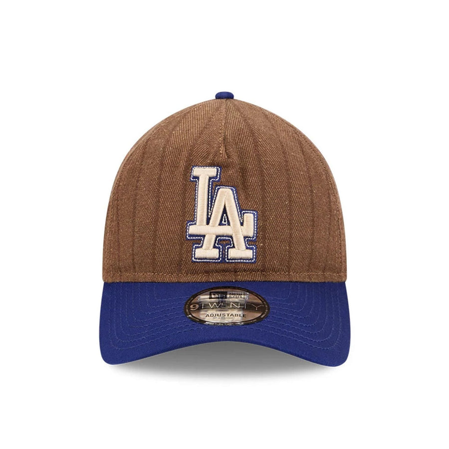 This is a LA Dodgers Three Looms x MLB Wool Pinstripe Dark Blue 9TWENTY A-Frame Adjustable Cap 3