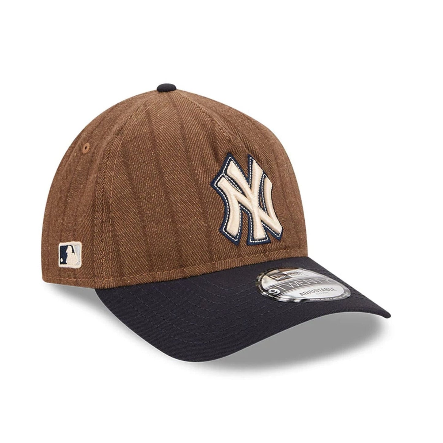 This is a New York Yankees Three Looms x MLB Wool Pinstripe Navy 9TWENTY A-Frame Adjustable Cap 4