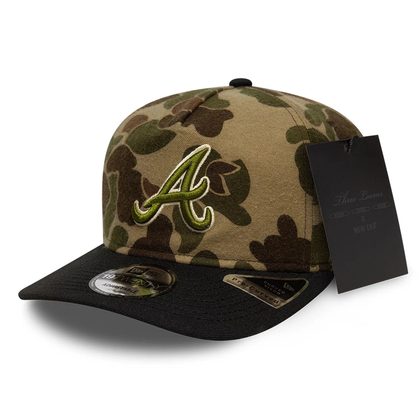 This is a Atlanta Braves Three Looms x MLB Wool Duck Camo 19TWENTY Adjustable Cap 8