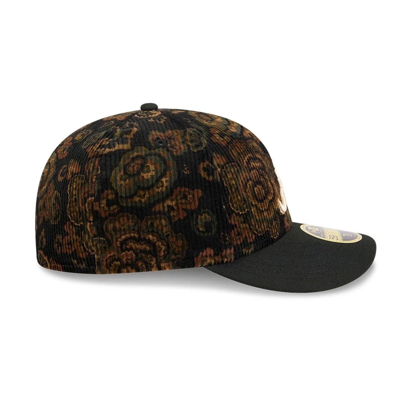 This is a Atlanta Braves Three Looms x MLB Floral Cord Black Low Profile 59FIFTY Fitted Cap 6