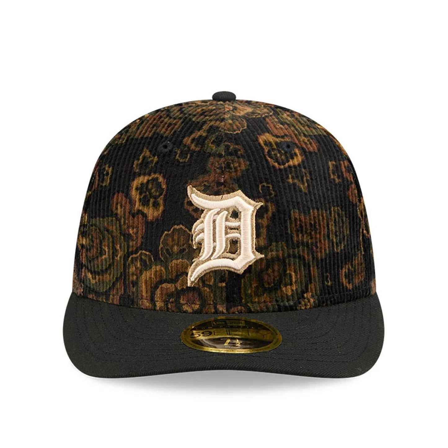 This is a Detroit Tigers Three Looms x MLB Floral Cord Black Low Profile 59FIFTY Fitted Cap 3