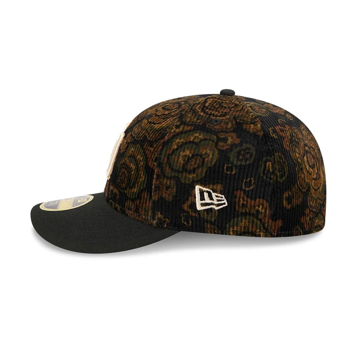 This is a San Diego Padres Three Looms x MLB Floral Cord Black Low Profile 59FIFTY Fitted Cap 5