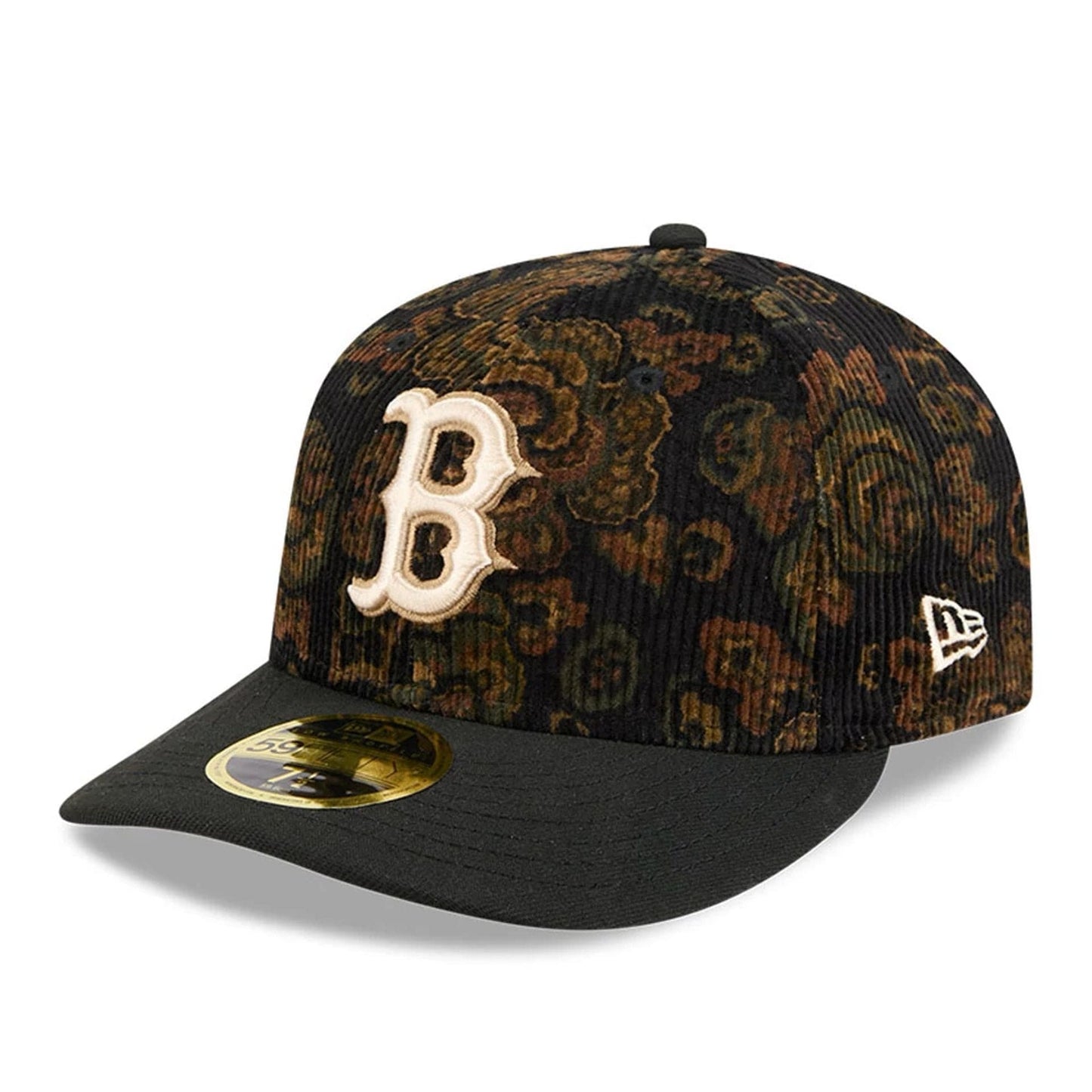 This is a Boston Red Sox Three Looms x MLB Floral Cord Black Low Profile 59FIFTY Fitted Cap 8