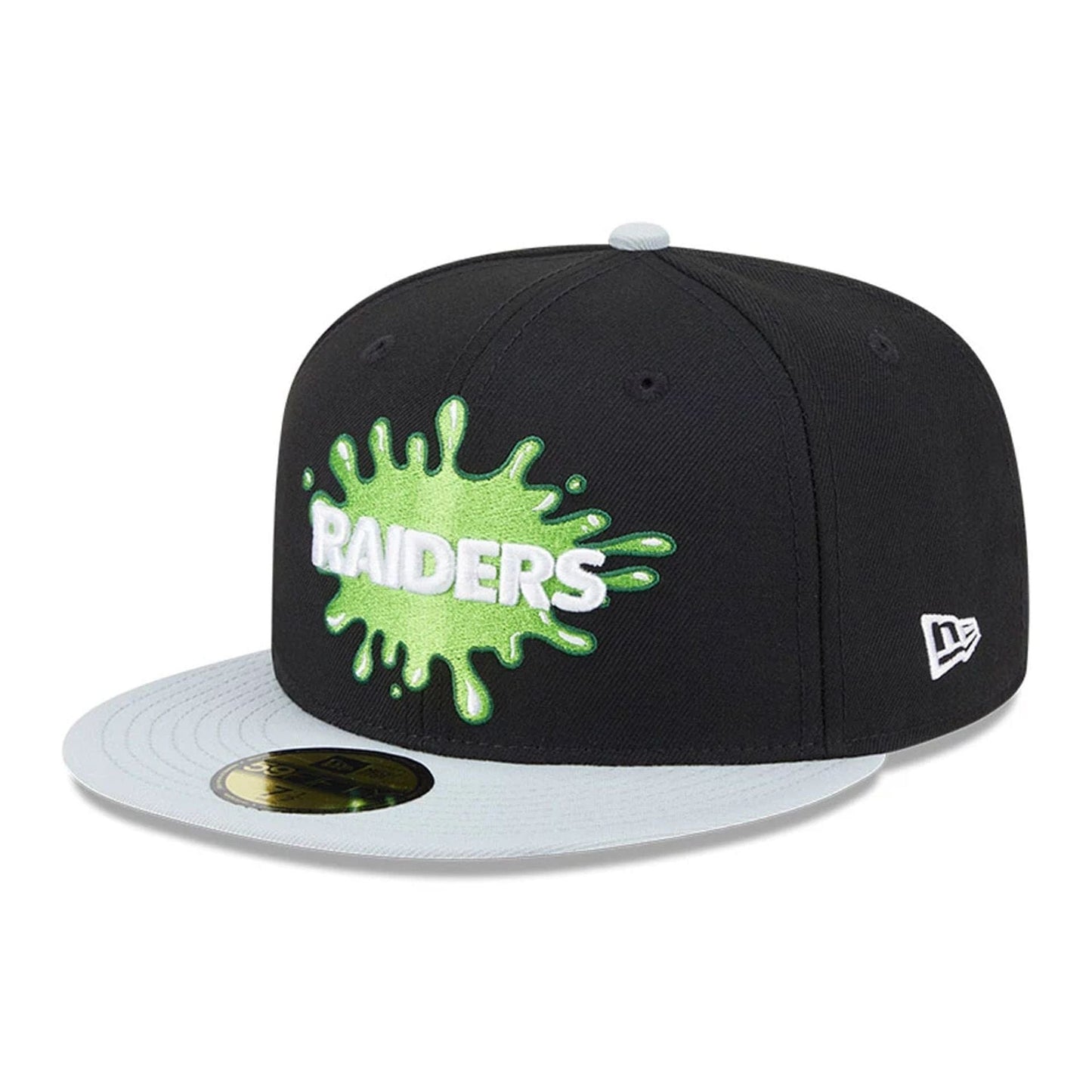 Pictured is this Las Vegas Raiders NFL x Nickelodeon black 59FIFTY Fitted cap. 1