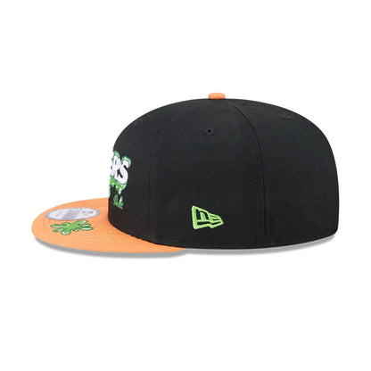 Pictured is this Las Vegas Raiders NFL x Nickelodeon black 9FIFTY Snapback cap. 5