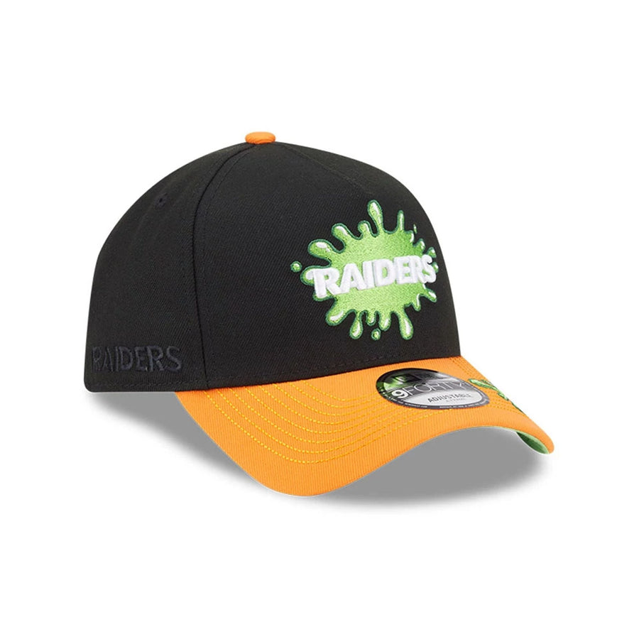 Pictured is this Las Vegas Raiders NFL x Nickelodeon black 9FORTY A-Frame cap. 4