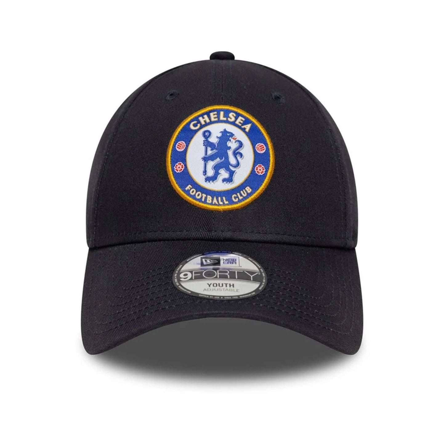 Pictured is this Youth Core Chelsea FC Lion Crest 9FORTY in blue. 2