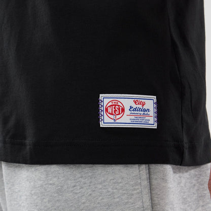 The Male model is wearing LA Lakers NBA City Edition Black T-Shirt  4