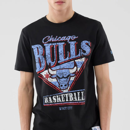 The Male model is wearing Chicago Bulls NBA City Edition Black T-Shirt  7