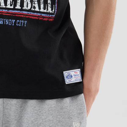 The Male model is wearing Chicago Bulls NBA City Edition Black T-Shirt 5