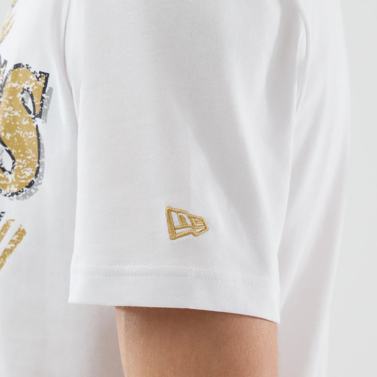 The Male model is wearing Boston Celtics NBA City Edition White T-Shirt 3