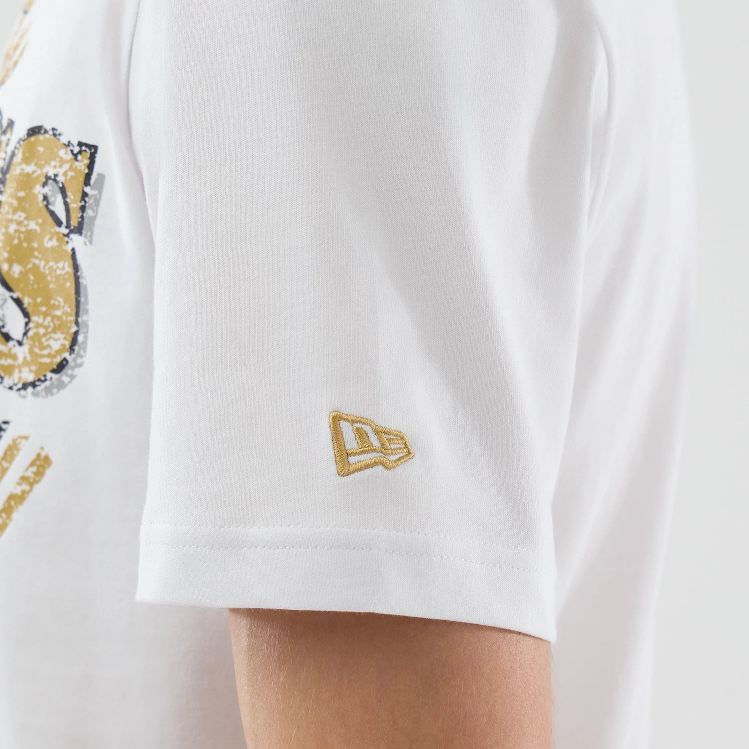 The Male model is wearing Boston Celtics NBA City Edition White T-Shirt 3