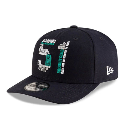 This is a Seattle Mariners MLB 2025 Ichiro Hall Of Fame Navy 9SEVENTY Stretch Snap Adjustable Cap 3