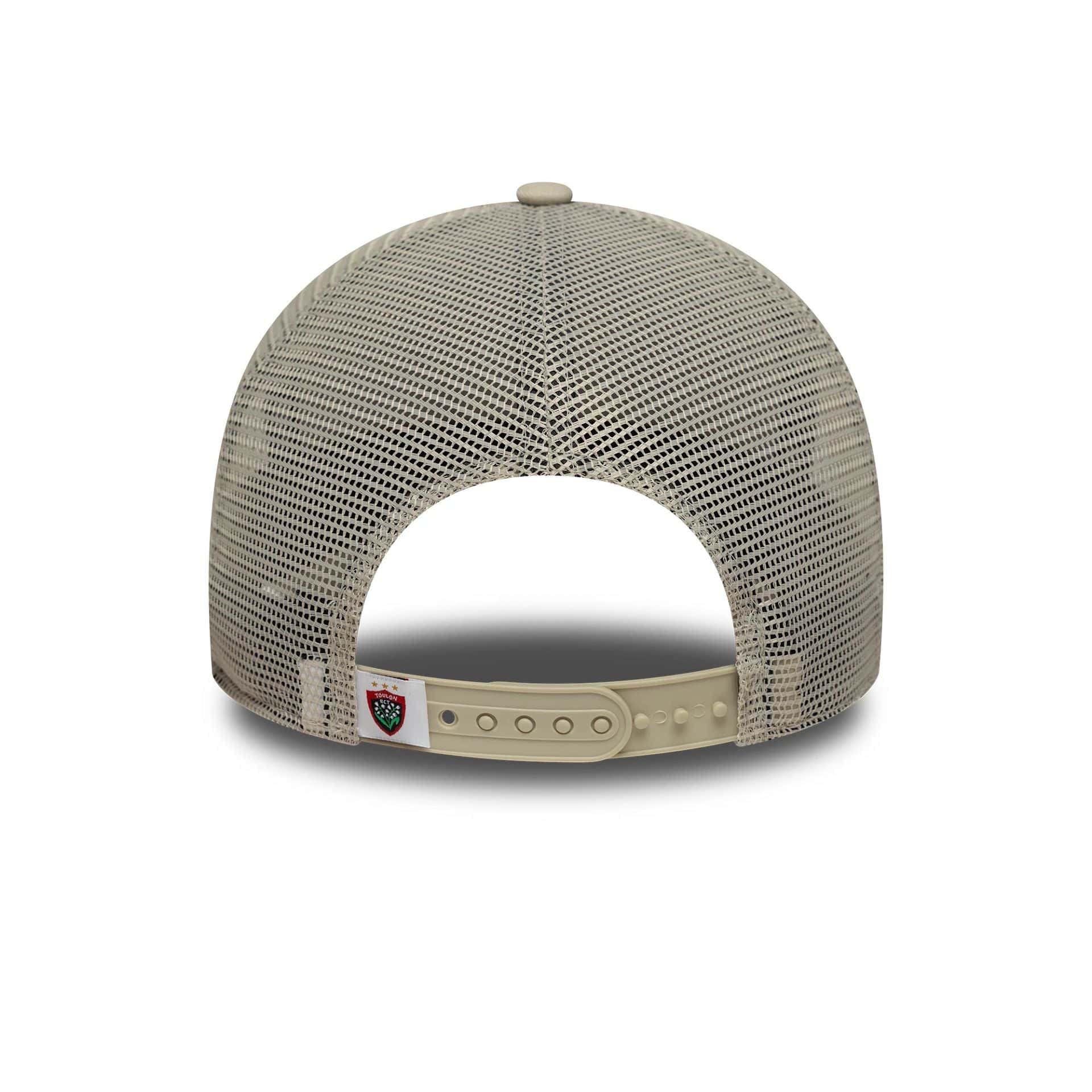 This is a RC Toulonnais Rct Light Beige 9FORTY E-Frame Trucker Adjustable Cap 6